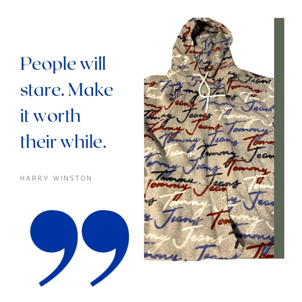 Mens Tommy Jeans Hooded Sweatshirt. Like New, Grey, with Signature Logo